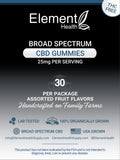 Broad Spectrum CBD Gummies - THC FREE - 750mg - 30 per pack - Element Health LLC