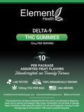 Delta-9 THC Gummies - 10mg per serving - 10 per pack - Element Health LLC