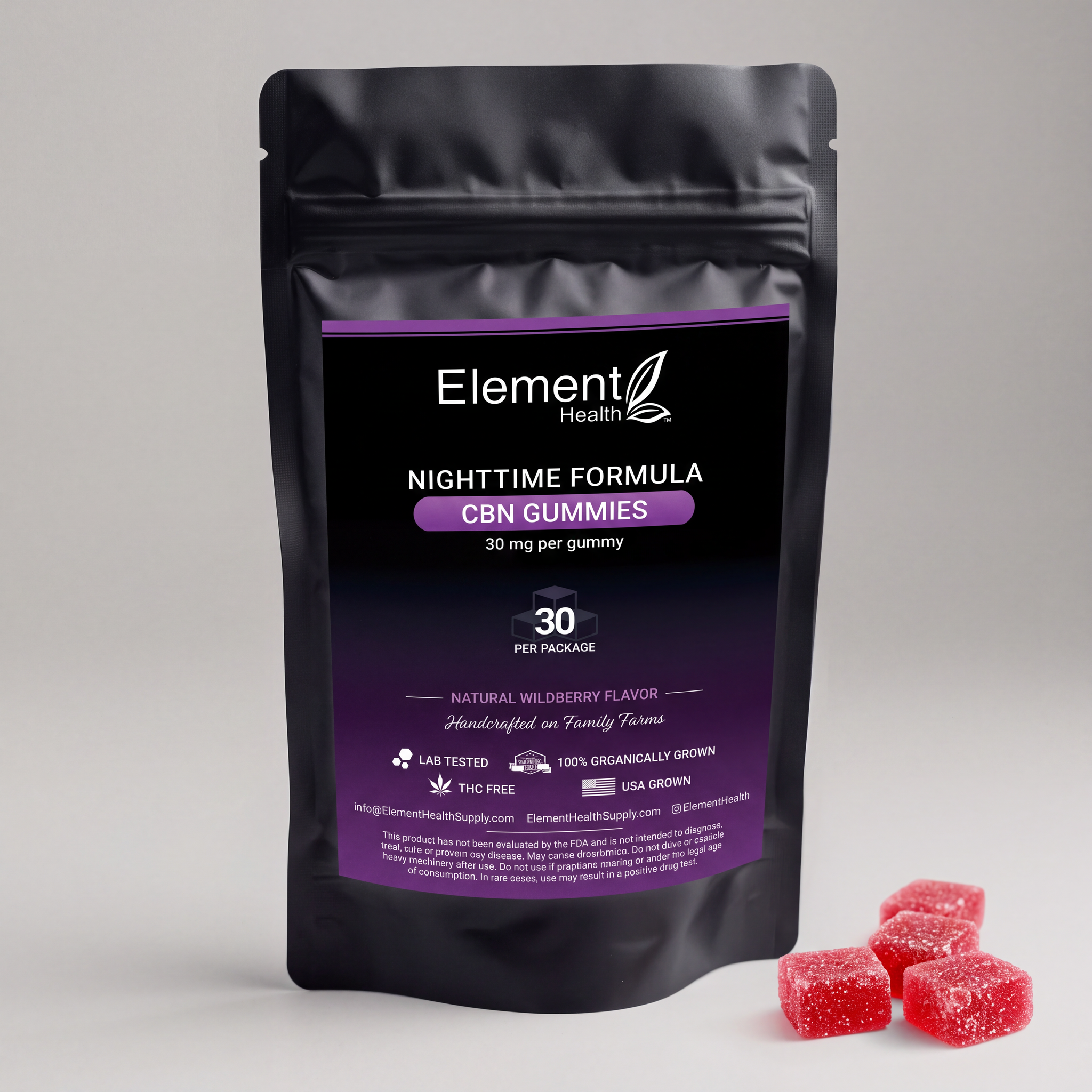 【業務パック】CBNオリジナルハーブ　総CBN9,000mg 30g Nighttime Formula CBN Gummies (THC Free) - 30 per pack – Element